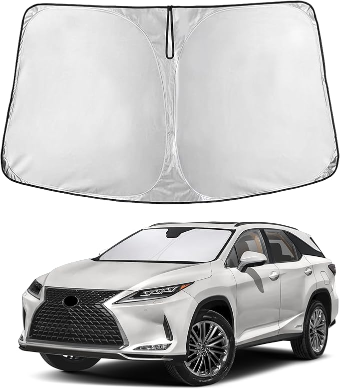 EcoNour Windshield Sun Shade Compatible for Lexus RX 2016–2022 | SUV Front Window Sun Visor Protector | Foldable 4-Layer Sunshade | UV & Heat Blocking | Reduces Interior Heat