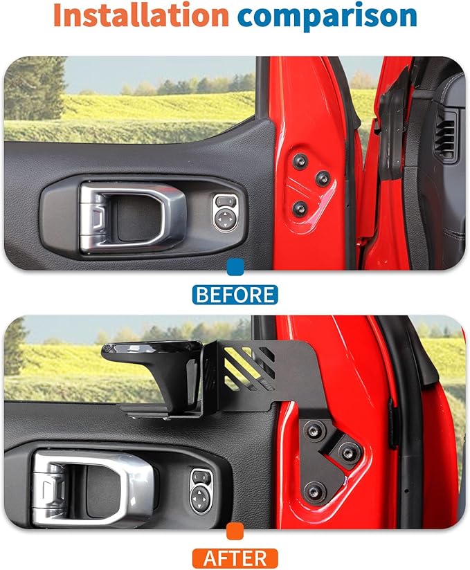 JeCar 2pcs Front Door Cup Holders for 2018-2024 2025 Up Jeep Wrangler JL JLU Gladiator JT (Driver & Passenger Side)