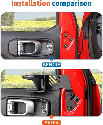 JeCar 2pcs Front Door Cup Holders for 2018-2024 2025 Up Jeep Wrangler JL JLU Gladiator JT (Driver & Passenger Side)