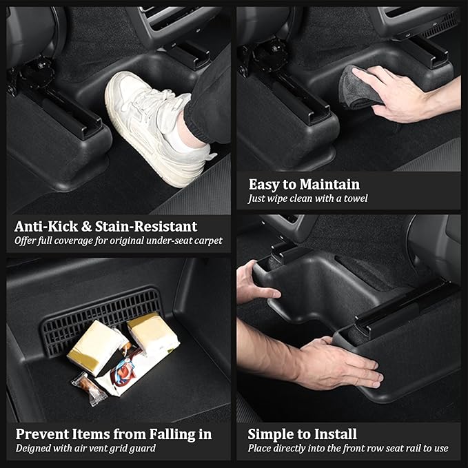 Front Seat Guide Rail Protector Under Seat Floor Mats for Tesla Model Y Juniper, 9PCS TPE Track Rail Trim Cover Underlay Protector Guards for Model Y Juniper Interior Accessories 2026