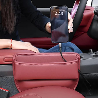 for Tesla Model 3 Y X S Car Side Seat Crevice Storage Pocket Box Built-in Cover Water Cup Key Phone Holder Organizer