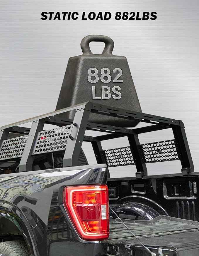 JOYTUTUS Full Size Truck Bed Rack, Overland Bed Racks for Trucks Compatible with F150 F250 F350 Silverado Sierra Ram, 18.8 Inch High Truck Bed Rack for Roof Top Tent, with Wider Molle Panel