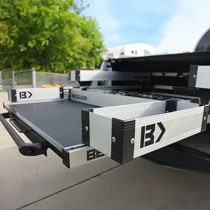 Bedslide Bedbin Mini Kix Truck Bed Organizer, Storage Bin Attachments, 2 Boxes for Additional 7x18 Inches of Space on Each Side, Silver