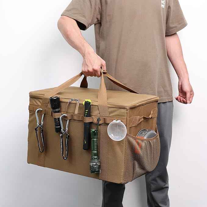 Tactical Camping Storage Bag - 46L Utility Tote Bag Trunk Organizer (Coyote Brown)