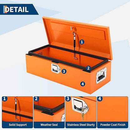 Steel Truck Tool Box, Heavy Duty Waterproof Metal Tool Box Organizer,Trailer Box for Truck, Pickup, RV, Trailer
