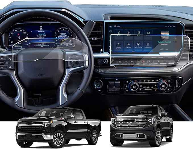 2 Pack Tempered Glass Screen Protector for Chevrolet Silverado 1500 & GMC Sierra 1500 2022-2026,13.4"+12.3" Film For Chevy 2500HD 3500HD 2026 2025 2024 2023 2022 Accessories - No Knob Screen