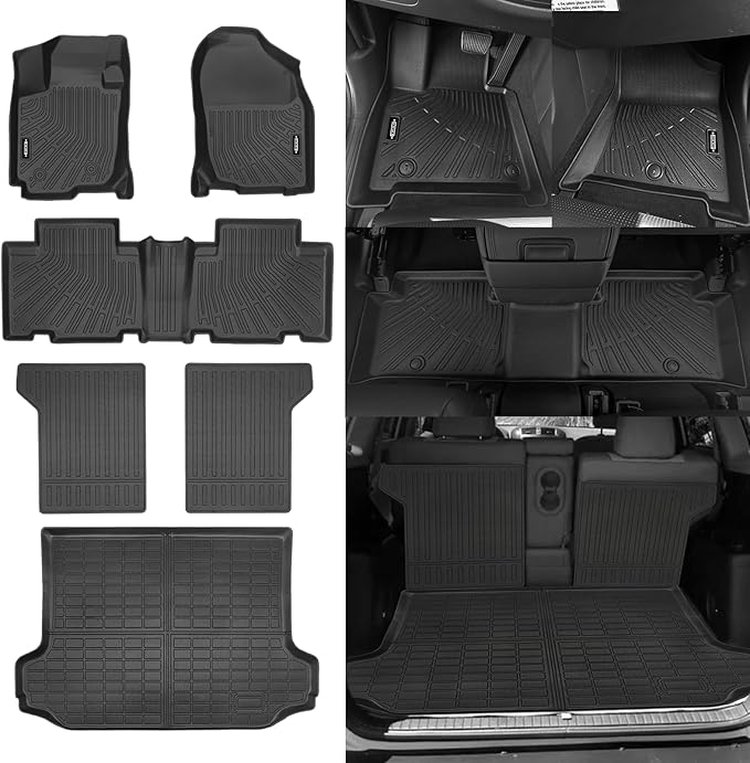 Custom Fit Floor Mats for Toyota RAV4 2006-2012, All Weather TPE Floor Liners with Trunk Mat & Backrest Protectors, Odorless Full Set Interior Accessories
