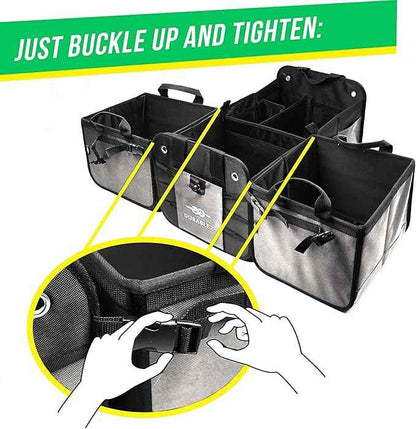 Modular 5-Section Trunk Organizer XL – Car Storage for Groceries, Tools, Sports Gear, Emergency Kits – Extra Large Multi-Module Cargo Box, Foldable, Detachable, Heavy Duty Design – Gray