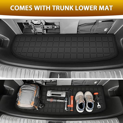 Powerty Floor Mats for 2020-2024 2025 Hyundai Palisade 7/8 Seat Car Mats, All Weather TPE Cargo Liner Backrest Mats Trunk Lower Car Mat Interior Protector Full Set for Palisade Accessories