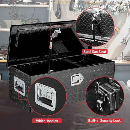 Garvee 30 Inch Truck Bed Tool Box, Heavy Duty Aluminum Pickup Tool Chest with Sliding Shelf, Waterproof & Rust-Resistant Storage Organizer for Truck, RV, Trailer, Black
