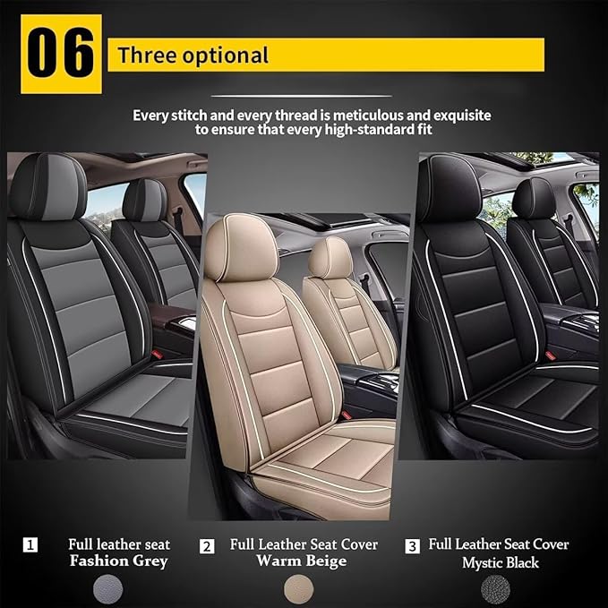 YORKNEIC Fit for Dodge Charger Seat Covers 5 Seats 2006-2025 - Leather Car Seat Covers Full Set (2 Row 5 Seats, Black)