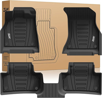 3W Floor Mats Custom Fit for Audi Q5 SQ5 2018-2025(Include Q5/SQ5 Sportback 2021-2025), All-Weather TPE 1st & 2nd Row Odorless Car Liners for Audi Accsessories