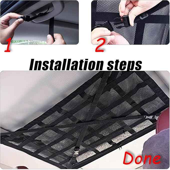 Overhead Car Organizer, Compatible with Jeep Gladiator Sport/Rubicon 2020-2025 Car Roof Storage Net Universal Car Ceiling Storage for Camping Storage Bag,Beige-Medium