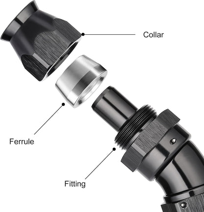 EVIL ENERGY 6AN 30 Degree PTFE One Piece Full Flow End Hose Fitting Aluminum Black