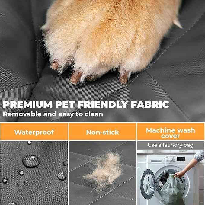 FUNNY FUZZY Dog Car Seat Cover, Back Seat Extender for Dogs - 420Lb Hard Bottom Waterproof Pet Car Seat Cover, 600D Heavy Duty Pet Hammock with Non-Slip Bottom for Cars, SUV, Trucks