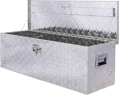 48 Inch Truck Tool Box, Waterproof HeavyDuty Aluminum Tool Box With Lock And Keys, 5 Bar Tread Wide Utility Toolbox For Pick Up Truck Bed Rv Organizer Trailer, 48x15x15inch