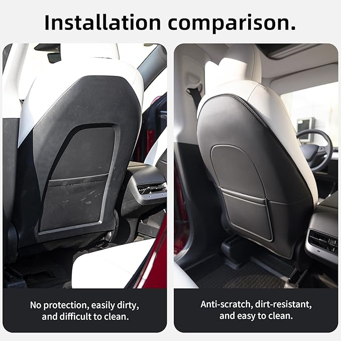 2Pcs for Tesla Model 3/Y Juniper/Highland Leather Seat Back Kick Protectors Accessories 2025 2026,Kids Kick Mats Seat Cover Waterproof Pet Protect Covers