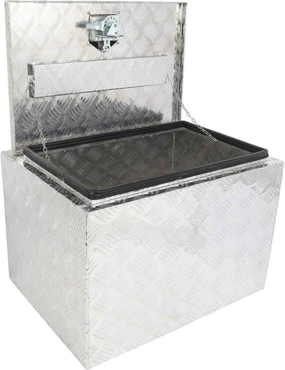 SCITOO 24 Inch Diamond Plate Truck Bed Tool Box,Aluminum Heavy Duty Crossover Storage for Most Full Size Pickups,Lockable Weatherproof Chest,Fits 24" Truck Beds,Easy Access to Load and Unload