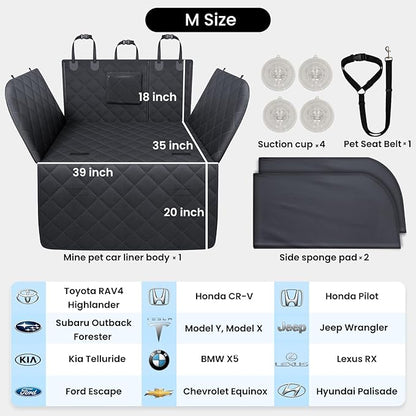 REEVAA SUV Cargo Liner for Dogs, Full Coverage Non-Slip Cargo Cover with Cushioned Sides to Protect Your Dog, Waterproof & Durable, Machine Washable Trunk Protector Mat (M, Black)