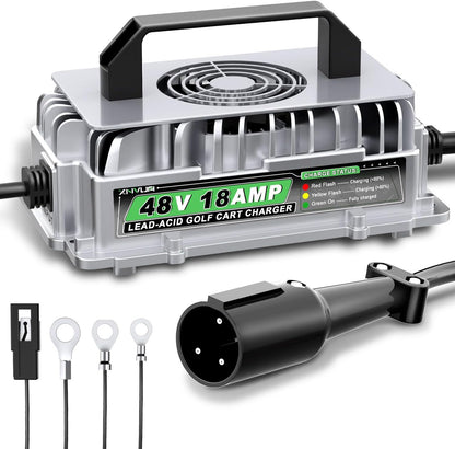 48 Volt 18 AMP Golf Cart Battery Charger for Club Car 3-Pin Round Plug for 48V Lead Acid Battery