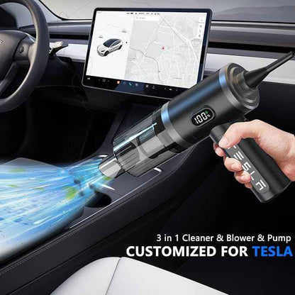 Foldable Car Vacuum Cleaner for Tesla Model 3 Y X S, 4-in-1 Cordless Handheld Vacuum,12000PA High Power, Tesla Mini Portable Car Vacuum with LED, Tesla Model Y 3 X S Accessories 2025-2017