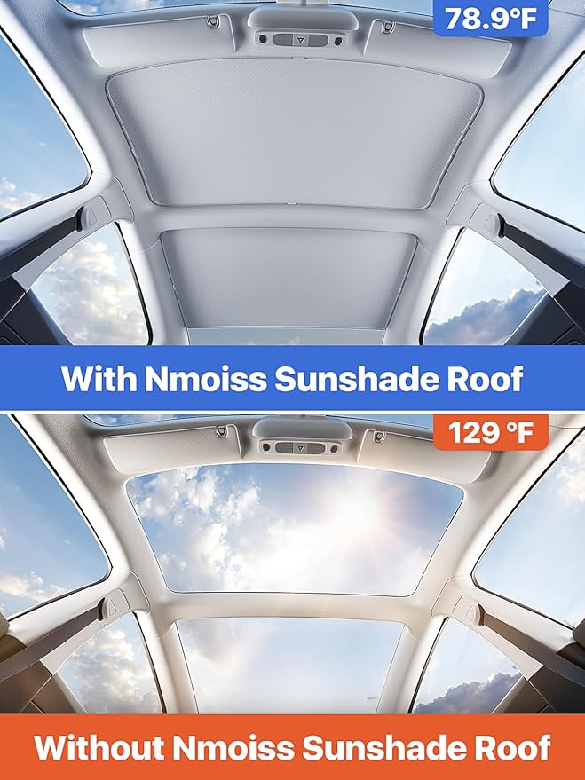 Tesla New Model 3 Highland Panoramic Roof Sunshade (2024–2026) Double-Layer Heat Block Sunroof Shade, Ice-Cooling Reflective Fabric, 99% UV Protection, Tesla Model 3 Highland Accessories