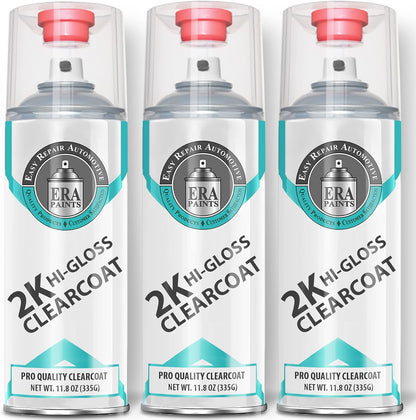 ERA Paints 2K High Gloss Automotive Clear Coat Spray/Aerosol Can – Professional Quality & Finish - Easy to Use – Best Value (3 pack)