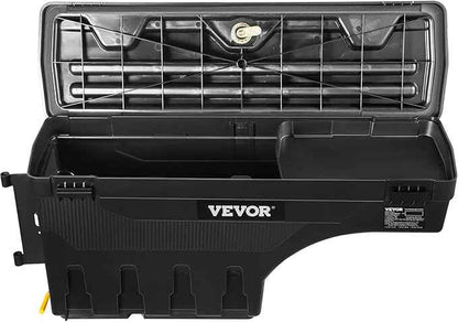 VEVOR Truck Bed Storage Box, Compatible with Dodge Ram 1500 2019-2021 L, Waterproof ABS Wheel Well Tool Box with Lockable Lid and Password Padlock, 6.6 Gal/25 L Truck Bed Toolbox, Driver Side, Black