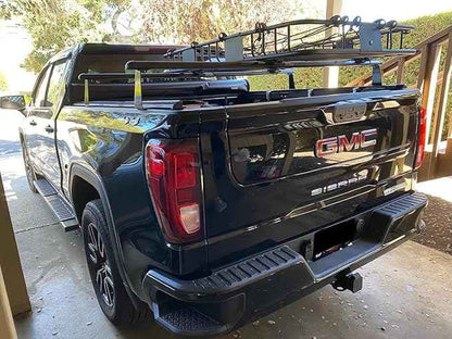 Truck Rack with Two Cross Bars and Four Brackets for Pickup Bed, Universal Aluminum Black Bar Length Adjustable from Min 49” to Max 64” Works with Tonneau Cover that Mounts on Top of Rails
