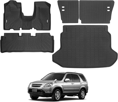 Custom Fit Floor Mats for 2002-2006 Honda CR-V (Automatic-only), All Weather TPE Floor Liners with Trunk Mat & Backrest Protectors, Odorless Full Set Interior Accessories