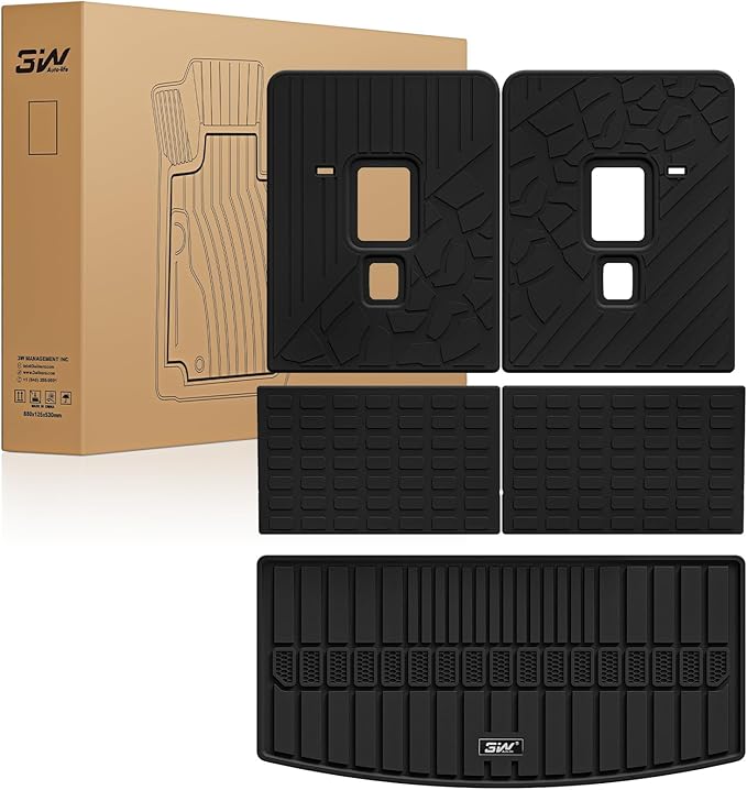 3W Cargo Liner & Seatback Mats Compatible with 2021-2025 2026 Jeep Grand Cherokee L 6&7 Seats All-Weather Protection TPE Cargo Mats for Grand Cherokee L Heavy Duty Car Accessories