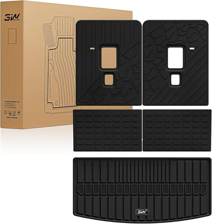 3W Cargo Liner & Seatback Mats Compatible with 2021-2025 2026 Jeep Grand Cherokee L 6&7 Seats All-Weather Protection TPE Cargo Mats for Grand Cherokee L Heavy Duty Car Accessories