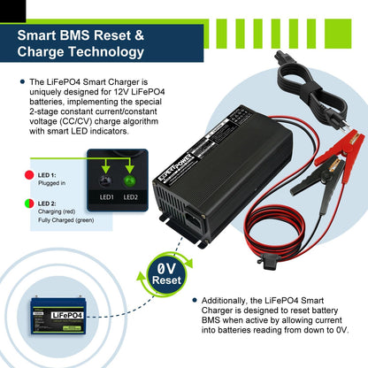 ExpertPower 12V 20A Smart Charger for Lithium LiFePO4 Deep Cycle Rechargeable Batteries