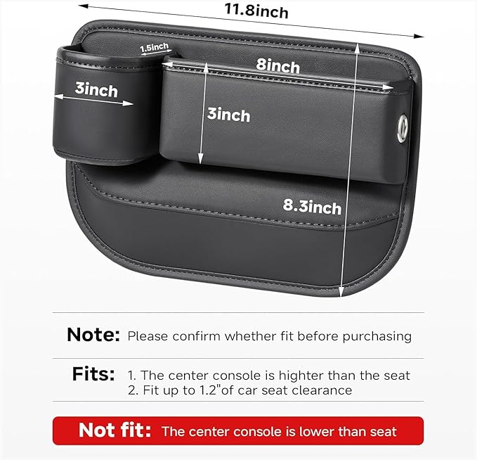 2 Packs Car Seat Gap Filler Organizer for Tesla Model Y 2020-2025, Leather Seat Storage Box Cup Holder, Phone, Keys, Sunglasses, Cards, Small Items, Car Accessories, Brown