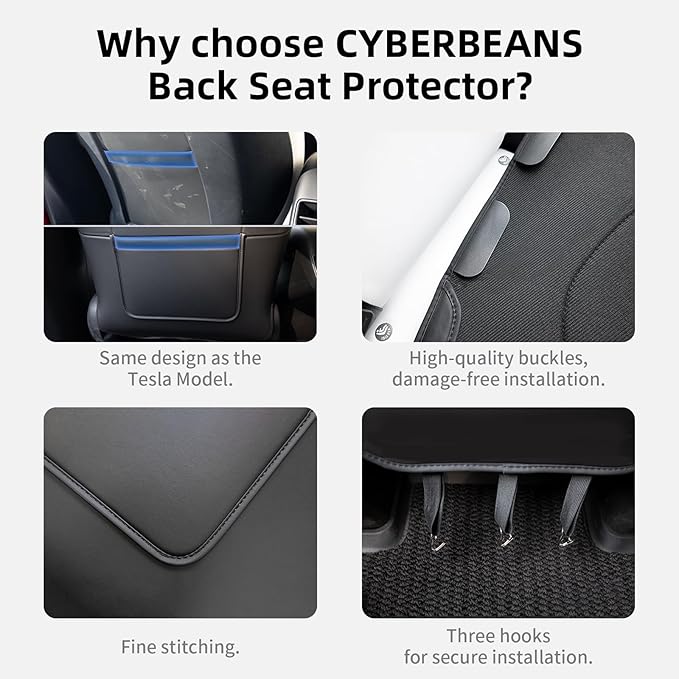 2Pcs for Tesla Model 3/Y Juniper/Highland Leather Seat Back Kick Protectors Accessories 2025 2026,Kids Kick Mats Seat Cover Waterproof Pet Protect Covers