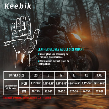 Goatskin Leather Motorcycle Motorbike Powersports Racing Gloves Reflective Skull Touchscreen for Men and Women Model