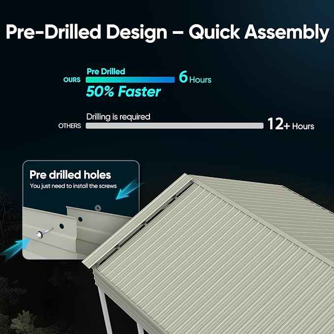 Quictent Heavy Duty 12x21 FT Vertical Roof Metal Carport, Pre-Drilled All Weather Car Shelter for Boat, Vehicles & Farm Equipment