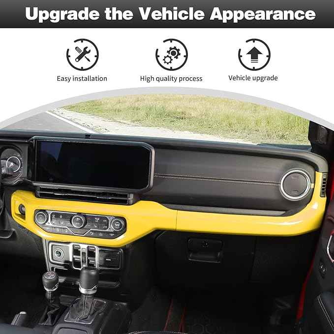 CheroCar for JL Center Console Headlight Air Conditioning Control Panel & Co-Pilot Handle Panel Interior Accessories fit for Jeep Wrangler JL JLU 2024+,Yellow
