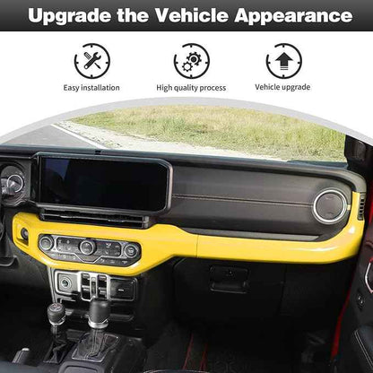 CheroCar for JL Center Console Headlight Air Conditioning Control Panel & Co-Pilot Handle Panel Interior Accessories fit for Jeep Wrangler JL JLU 2024+,Yellow