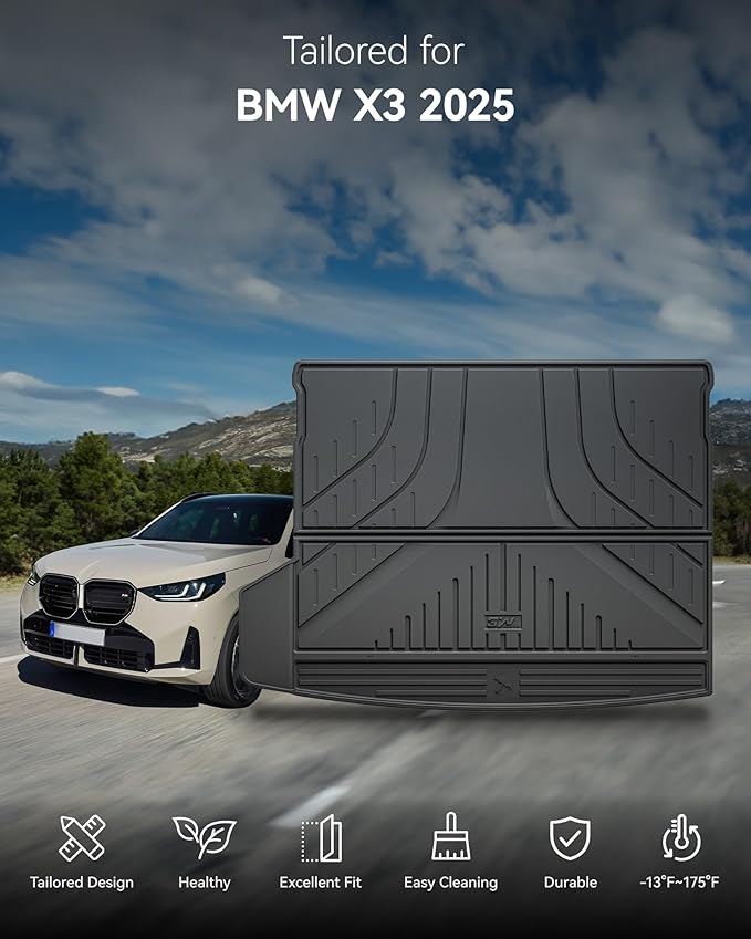 3W Cargo Liner for BMW X3 G45 2025 2026, BMW X3 Accessories Custom Fit TPE All Weather Car Trunk Mat for 30/M50 xDrive