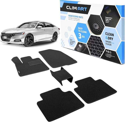 CLIM ART All-Weather Car Floor Mats Compatible with Honda Accord 2018-2022, Custom-Fit Heavy-Duty Floor Liners for Cars & SUVs, Car Accessories for Men & Women, Black - FL011518057