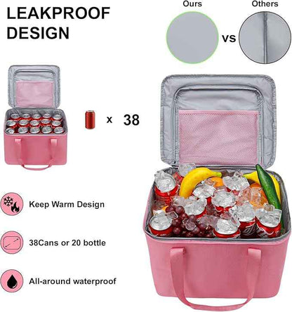 Car Trunk Organizer and Storage with Lid & Removable Leakproof Cooler Bag, Customized Space Pink Car Interior Accessories for Women Collapsible Large Trunk Organizers for Sendan SUV, Jeep, MPV, BMW