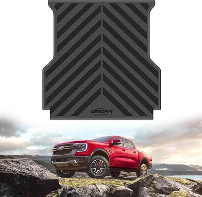 GEEDAR Rubber Bed Mat Compatible with Ford Ranger 2024 2025 2026 (5FT, 59.6" Bed), Heavy Duty Truck Bed Mat for Ford Ranger 5ft Truck Bed Liner, Heavy Duty Pickup Bed Accessories Cargo Mat