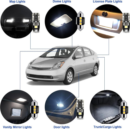EASY EAGLE LED Interior Car Lights for Toyota-Prius-2004-2009: 11 Piece Kit White LED Light Bulbs - Super Bright 6000K + Install Tool