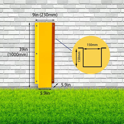 Pipe and Downspout Protector, Carbon Steel Guard Device, 39" H x 9" W x 6" D ，Yellow