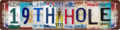 19TH HOLE Space Vintage Metal Tin Street Sign Bar Cafe Garage Cave Home Room Wall Bathroom Farmhouse Garden Porch Patio Decor, 16 x 4 Inch