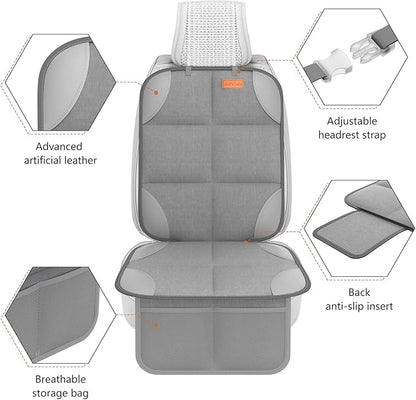 SMART ELF2 Pack Car Seat Protector-600D Fabric Waterproof Carseat Protector with Thicily Padded to Protect Your Car Seats from Child Seats and Pets (Light Grey)
