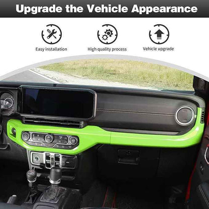 CheroCar for JL Center Console Headlight Air Conditioning Control Panel & Co-Pilot Handle Panel Interior Accessories fit for Jeep Wrangler JL JLU 2024+,Light Green