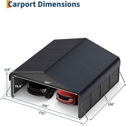 Garvee 20'X20'X10' Metal Car Port for 2 Cars, Enclosed Carports with 220 g Tarp, All-Weather Use Metal Carport, for Full-Size Pickup Trucks, Bass Boats, and Tractors