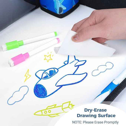 COOLBEBE Kids Travel Tray for Toddler Car Seat, Travel Tray for Airplane, Toddler Car Seat Lap Tray, Carseat Table Tray for Kids Travel Activities (Blue Plane)
